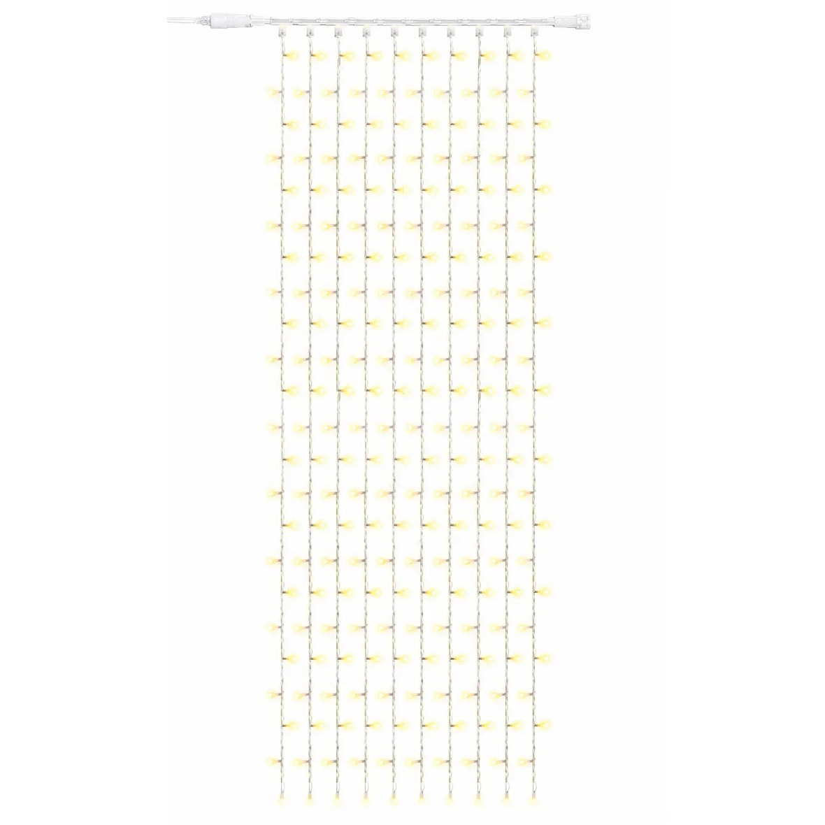 Easy Fix LED světelný závěs venkovní, 100 × 300 cm, teple bílá, 300 diod, bílý kabel, IP67, prodlužovací