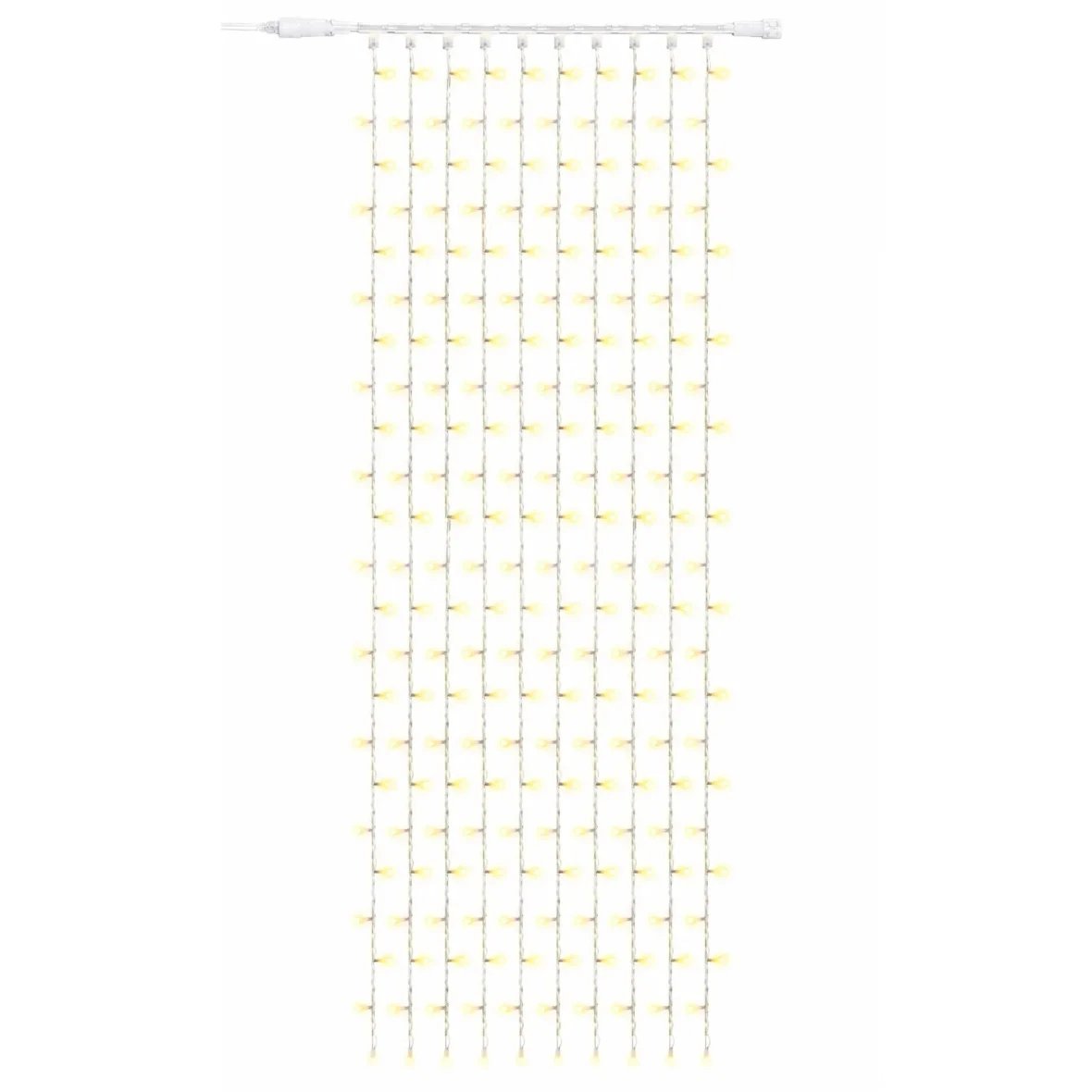 Easy Fix LED světelný závěs venkovní, 100 × 300 cm, teple bílá, 300 diod, bílý kabel, IP67, prodlužovací