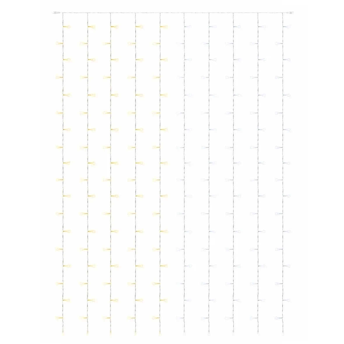 Easy Fix LED světelný závěs venkovní, 100 × 300 cm, bi-color přepínací teplá a ledová bílá, 300 diod, bílý kabel, IP44, prodlužovací