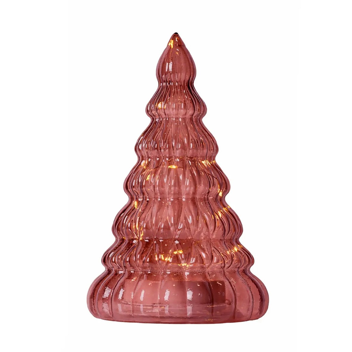 LED svítící stromeček na baterie skleněný, vínový,   23,5 × 13 cm, 3× AA 
