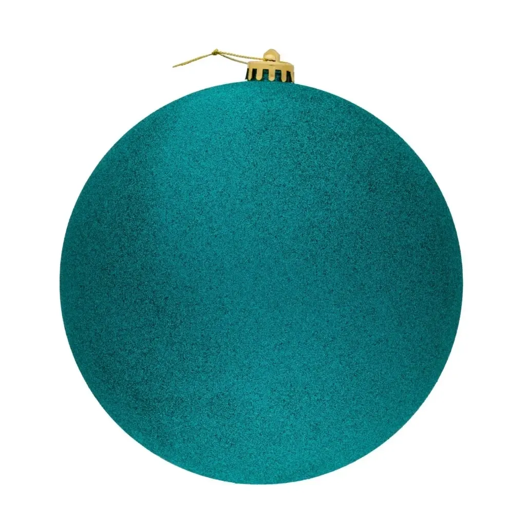 Velká vánoční ozdoba 30 cm plastová koule paví zelená glitter 