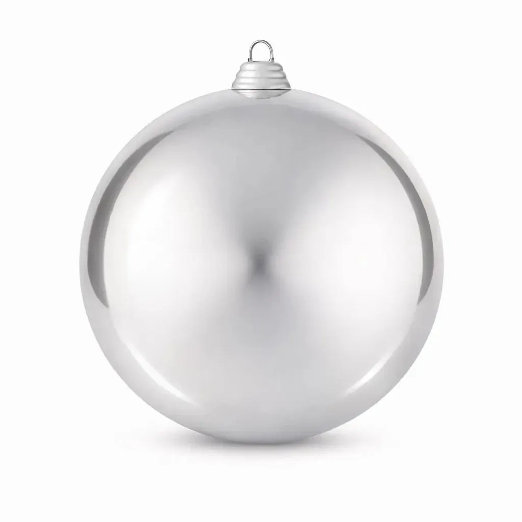 Velká vánoční koule 30 cm, stříbrná, lesklá, UV