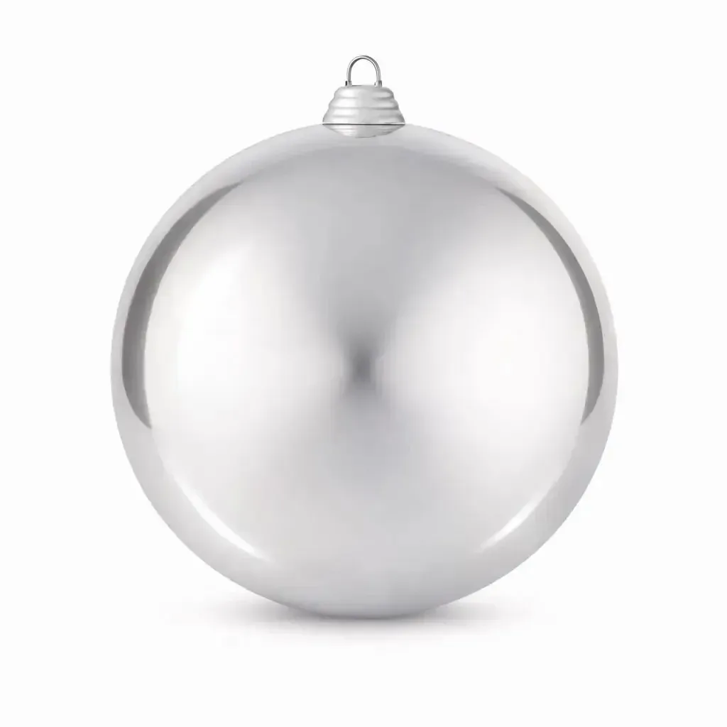 Výroba - Velká vánoční koule 30 cm, stříbrná, lesklá, plastová koule