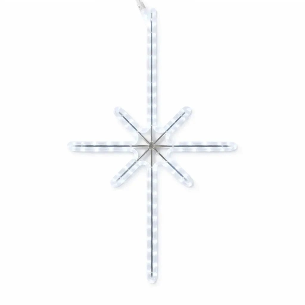 Easy Fix 2D LED světelná hvězda Polaris I., 53 × 90 cm, závěsná, ledová bílá, hliník