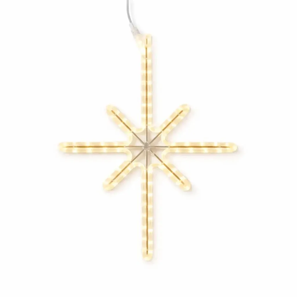 Easy Fix 2D LED světelná hvězda Polaris II., 48 × 63 cm, teple bílá, závěsná, hliník