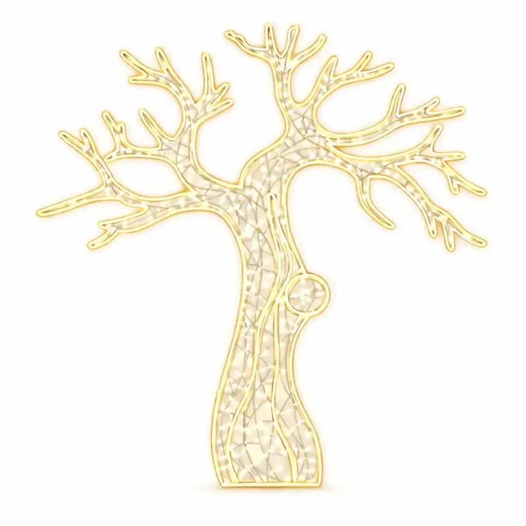 Eco Fix 2D LED světelný strom, listnatý, 150 × 165 × 3 cm, teple bílá, závěsná, 3D tisk