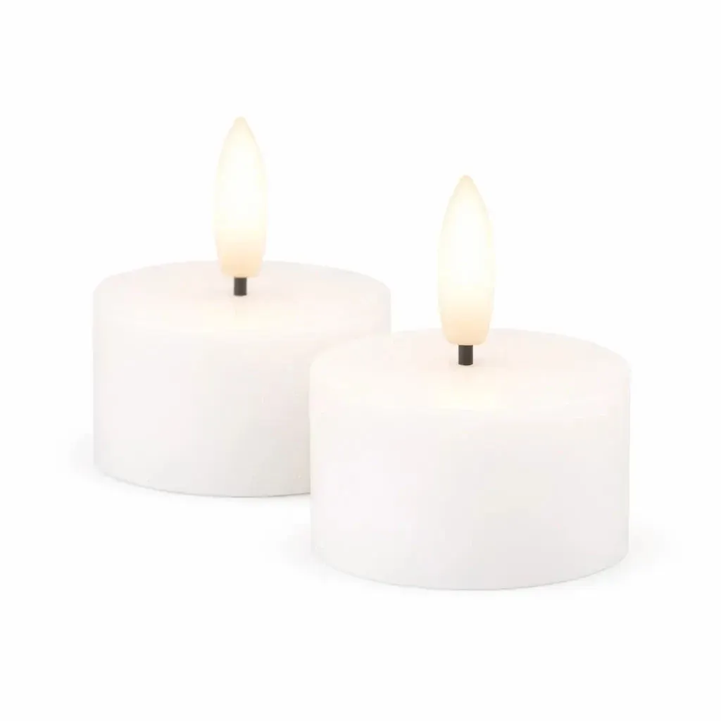 Sada LED čajové svíčky na baterie Sille Tealight, Ø 4,5 × 2,2 cm, bílé, z pravého vosku, balení 2 ks