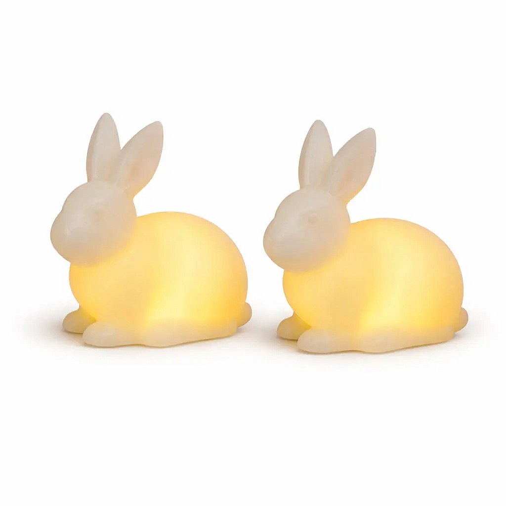 LED svíčky z pravého vosku na baterky, králík, 10 × 10 × 5,5 cm, bílá, sada 2 ks, CR2032