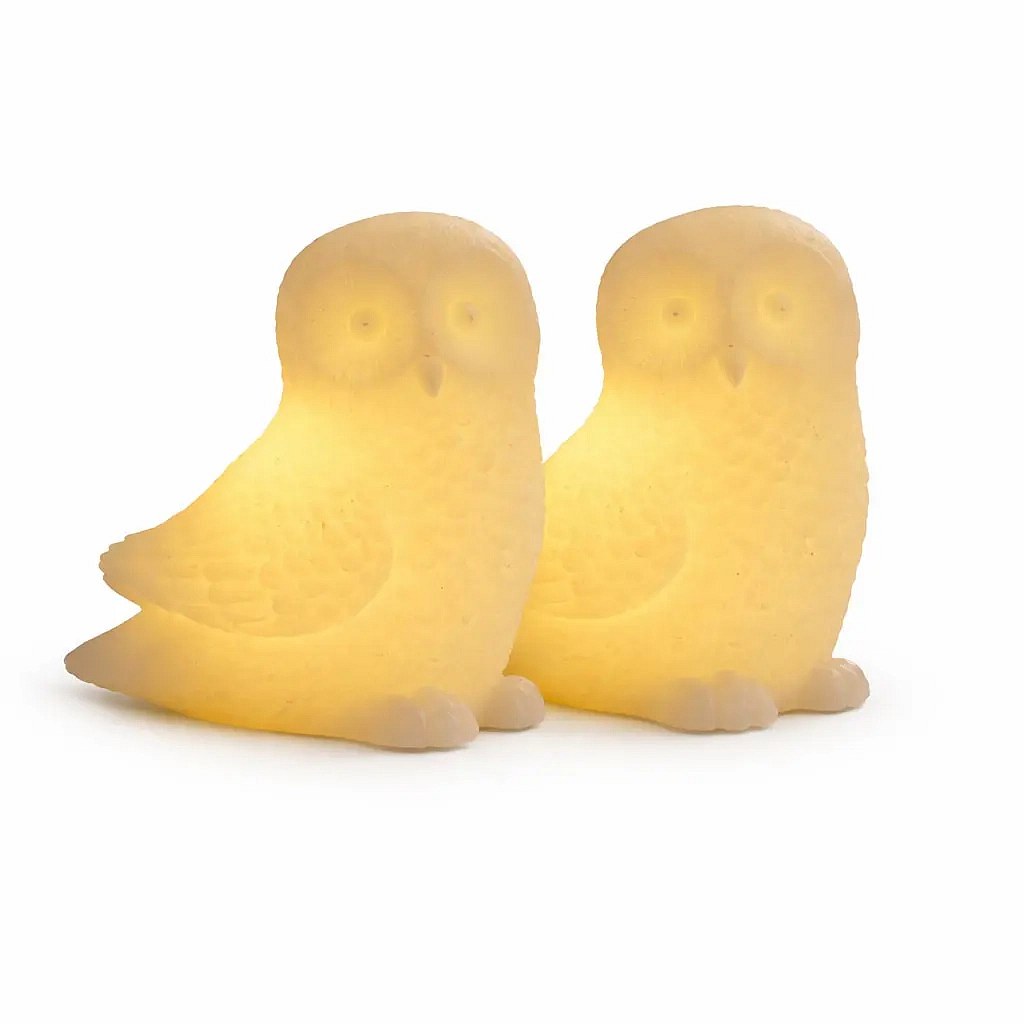 LED svíčky z pravého vosku na baterky, sova, bílá, 10 × 10 cm, sada 2 ks, CR2032