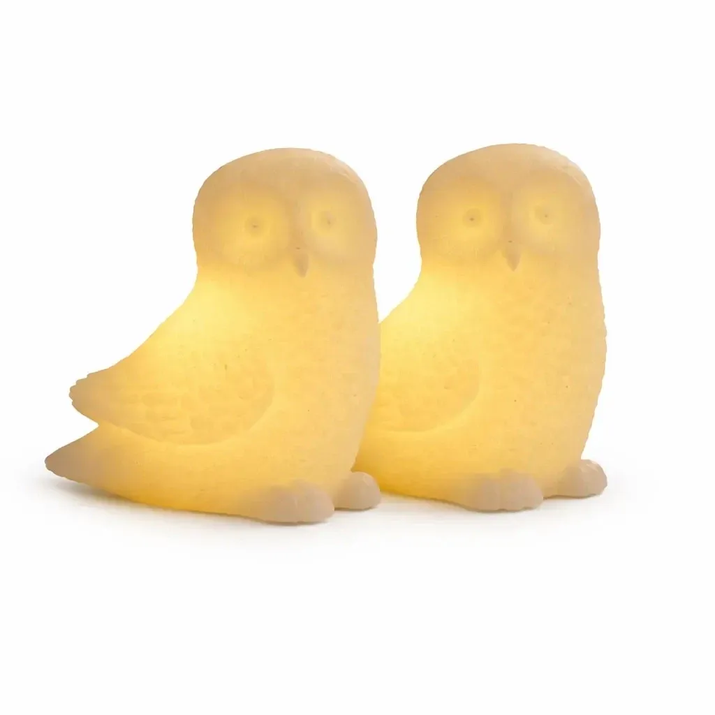 LED svíčky z pravého vosku na baterky, sova, bílá, 10 × 10 cm, sada 2 ks, CR2032