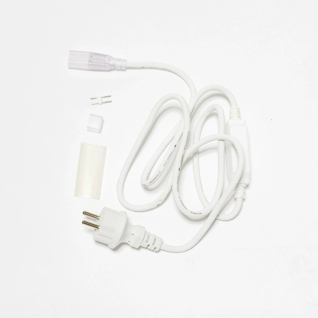 Napájecí kabel pro dvoustranný LED Neon, IP67, 1,5 m, bílý