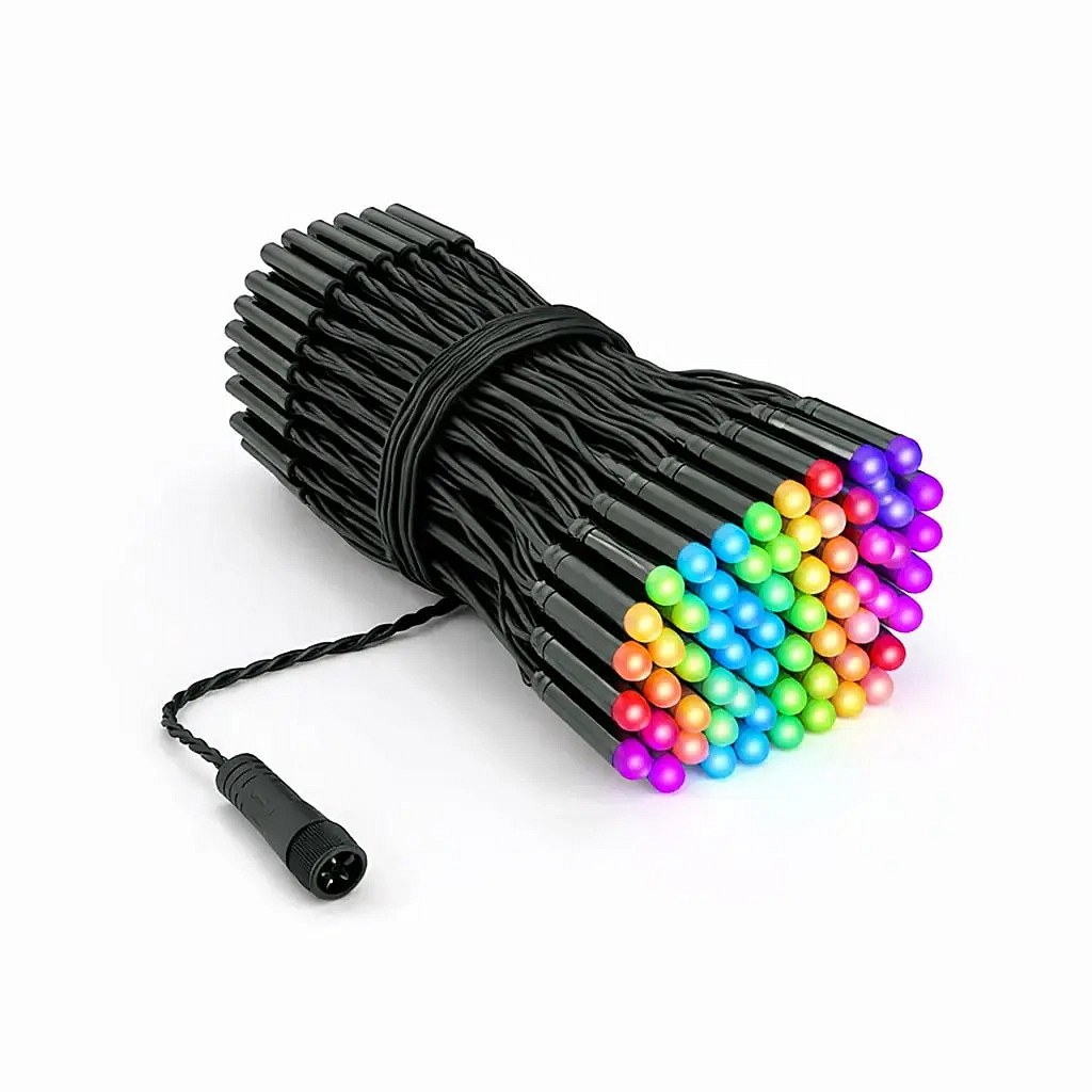 Barevná světýlka venkovní Twinkly strings PRO 25 m, RGB 250 diod, černý kabel, IP44