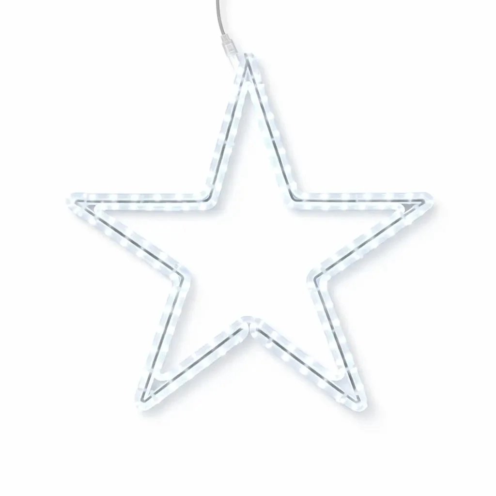 Easy Fix 2D LED světelná hvězda VI., Ø 70 cm, ledově bílá, závěsná, 180 diod, IP67, hliník