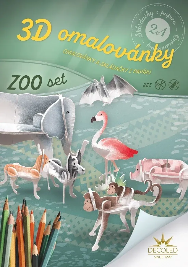 A4 omalovánky 3D skládačka ZOO set