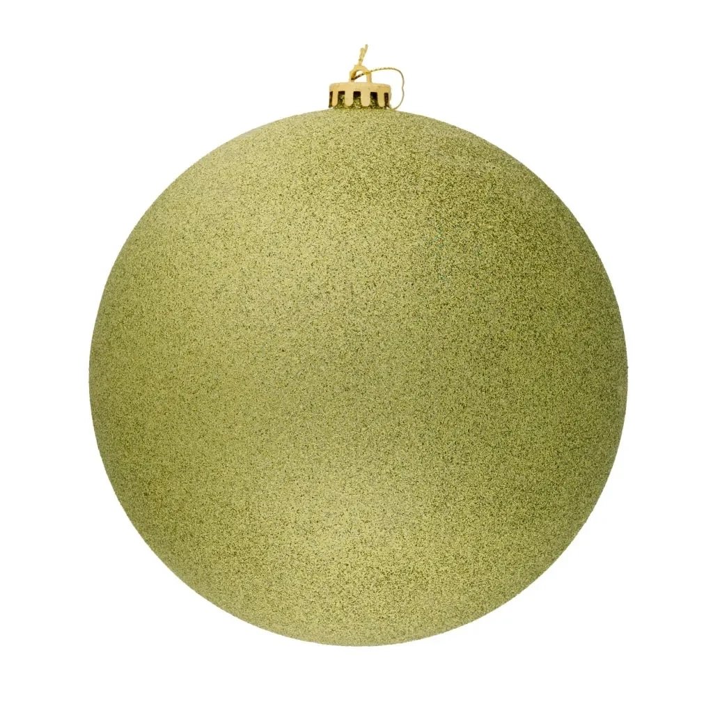 Velká vánoční ozdoba 20 cm plastová koule jablkově zelená glitter 