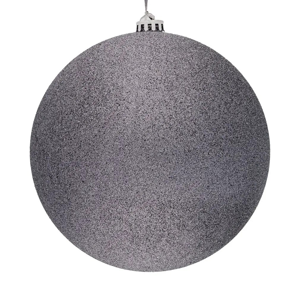 Velká vánoční ozdoba šedá glitter 20 cm plastová koule