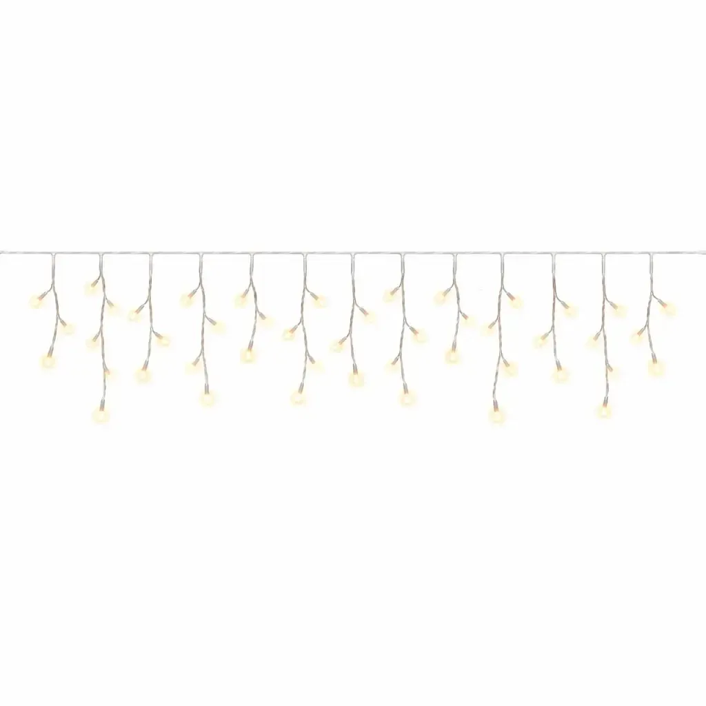 Eco Fix venkovní LED rampouchy, světelné, 200 × 50 cm, teple bílá, 60 diod, 36 V, bílý kabel, IP44, prodlužovací