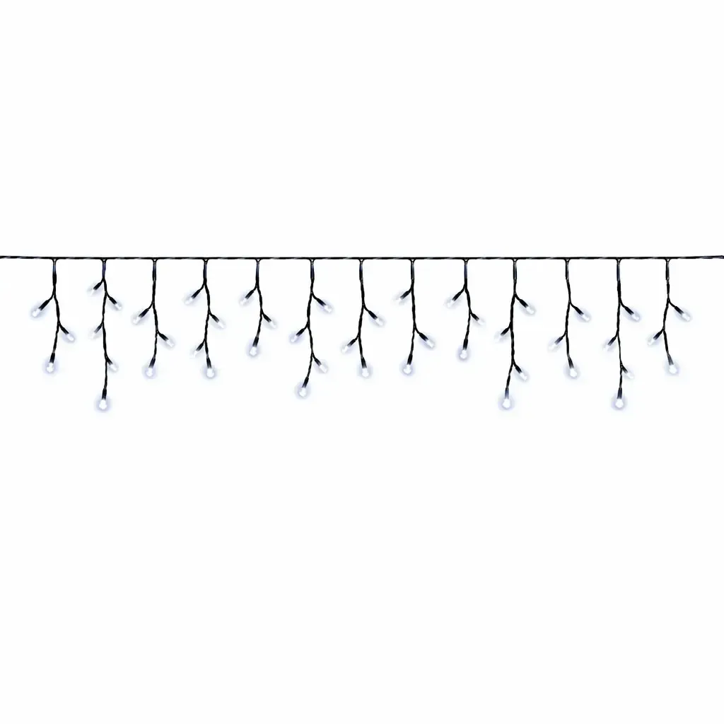 Easy Fix venkovní LED rampouchy, světelné, 300 × 50 cm, ledově bílá, 114 diod, černý kabel, IP67, prodlužovací