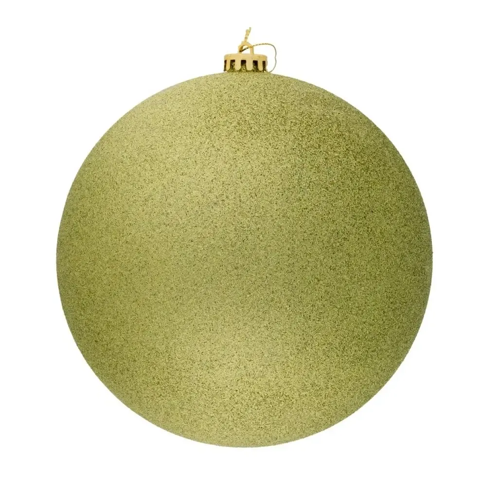 Velká vánoční ozdoba 30 cm plastová koule jablkově zelená glitter