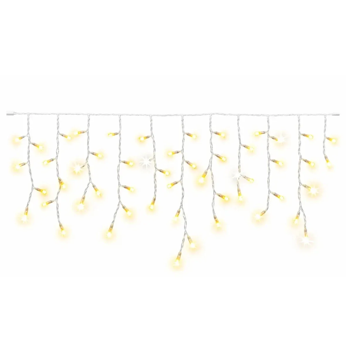 Easy Fix venkovní LED rampouchy, světelné krápníky, 300 × 50 cm, teple bílá, 114 diod, bílý kabel, IP67, prodlužovací
