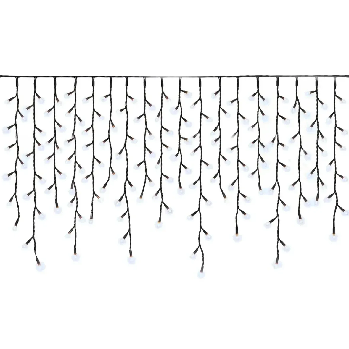 Easy Fix venkovní LED rampouchy, světelné, 300 × 90 cm, ledově bílá, 174 diod, černý kabel, IP67, prodlužovací