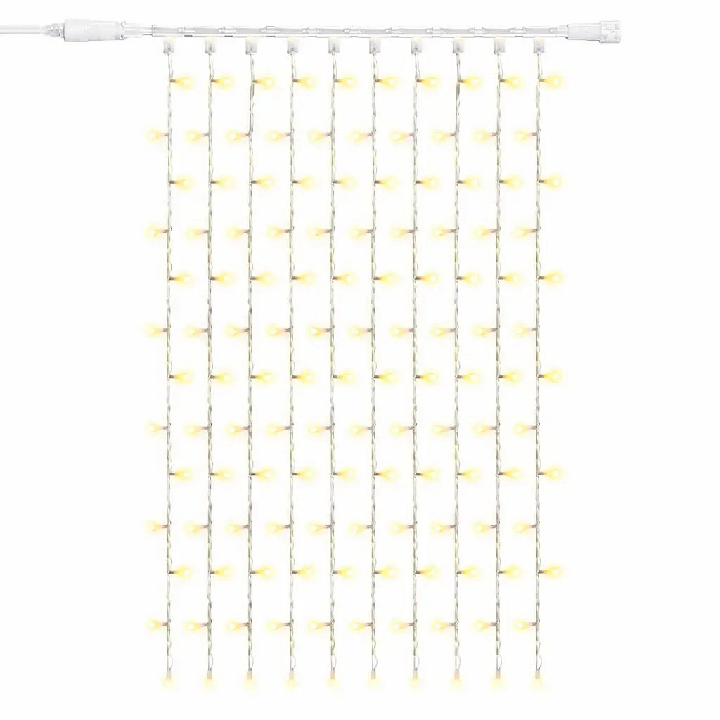 Easy Fix LED světelný závěs venkovní, 100 × 150 cm, teple bílá s FLASH, 150 diod, bílý kabel, IP67, prodlužovací
