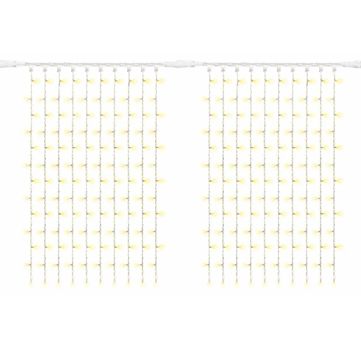Easy Fix LED závěs světelný venkovní 200 × 150 cm, teple bílá s FLASH, 300 diod, bílý kabel IP67, prodlužovací