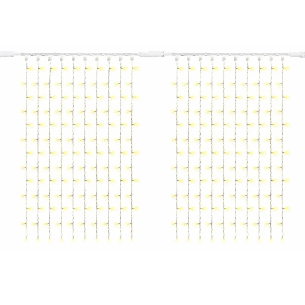 Easy Fix LED závěs světelný venkovní 200 × 150 cm, teple bílá s FLASH, 300 diod, bílý kabel IP67, prodlužovací