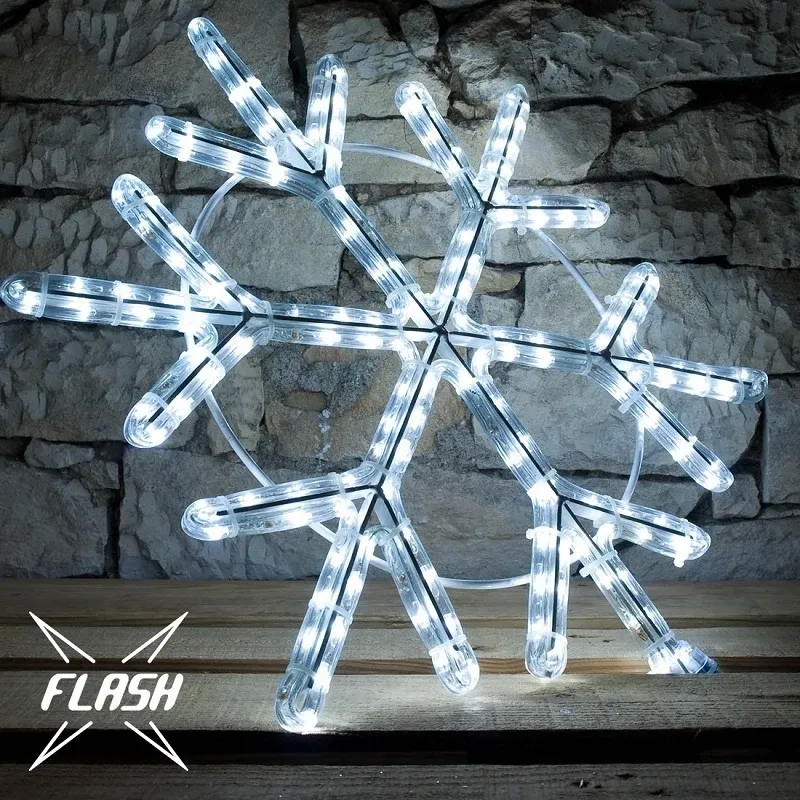Easy Fix 2D LED světelná vločka VII., Ø 60 cm, ledově bílá s FLASH, závěsný, IP67