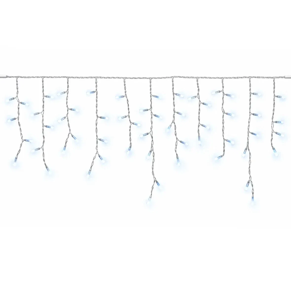 Easy Fix Interiér LED rampouchy, světelné krápníky, 300 × 50 cm, ledově bílá s Flash, 114 diod, čirý kabel, IP20, prodlužovací