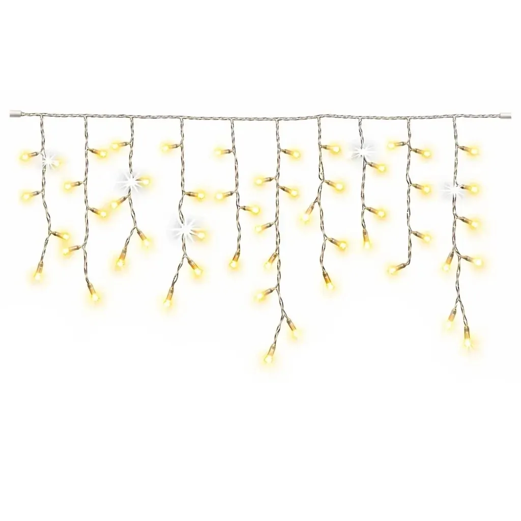 Easy Fix Interiér LED rampouchy, světelné krápníky, 300 × 50 cm, teple bílá s FLASH, 114 diod, čirý kabel, IP20, prodlužovací