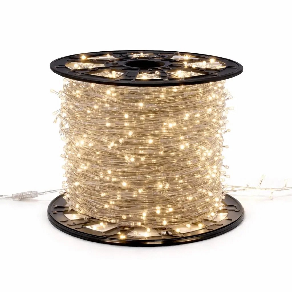 Easy Fix LED světelný řetěz, 100 m, teple bílá s Flash, 1000 diod, čirý kabel, IP20, interiér, cívka
