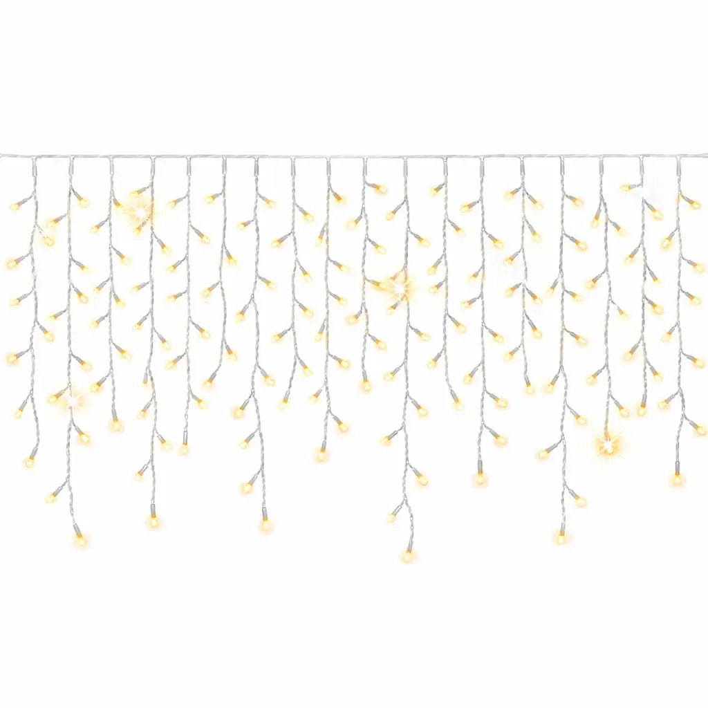 Easy Fix venkovní LED rampouchy, světelné krápníky, 300 × 90 cm, teple bílá s FLASH, 174 diod, bílý kabel, IP67, prodlužovací