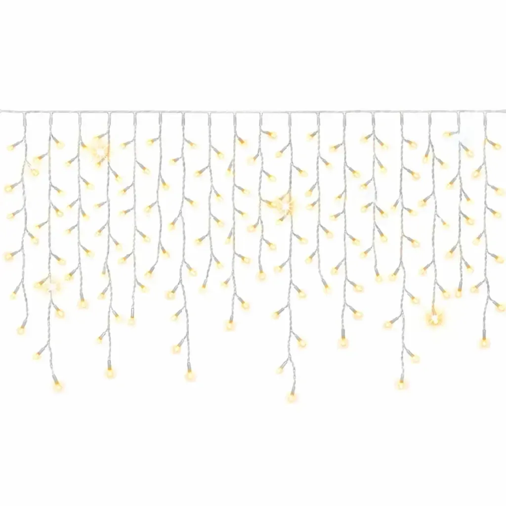 Easy Fix venkovní LED rampouchy, světelné krápníky, 300 × 90 cm, teple bílá s FLASH, 174 diod, bílý kabel, IP67, prodlužovací