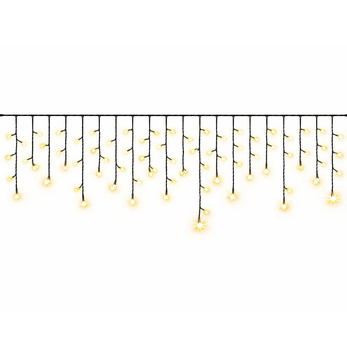Easy Fix venkovní LED rampouchy, světelné, 300 × 50 cm, teple bílá s FLASH, 114 diod, černý kabel, IP67, prodlužovací