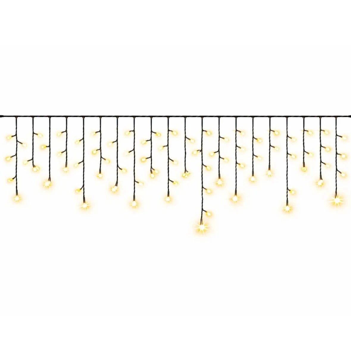 Easy Fix venkovní LED rampouchy, světelné, 300 × 50 cm, teple bílá s FLASH, 114 diod, černý kabel, IP67, prodlužovací