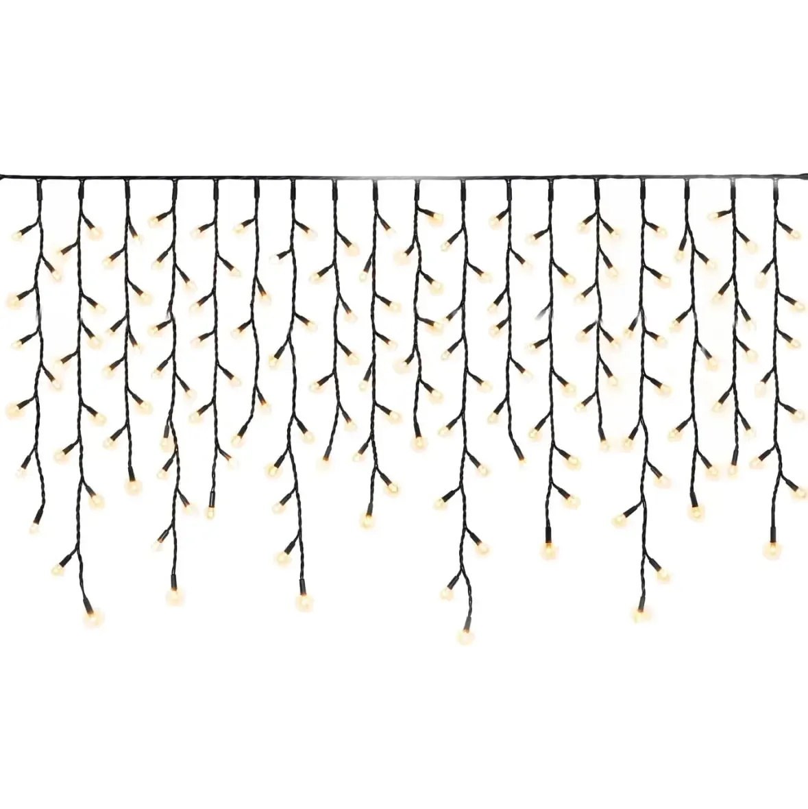 Easy Fix venkovní LED rampouchy světelné, 300 × 90 cm, teple bílá, 174 diod, černý kabel, IP67, prodlužovací