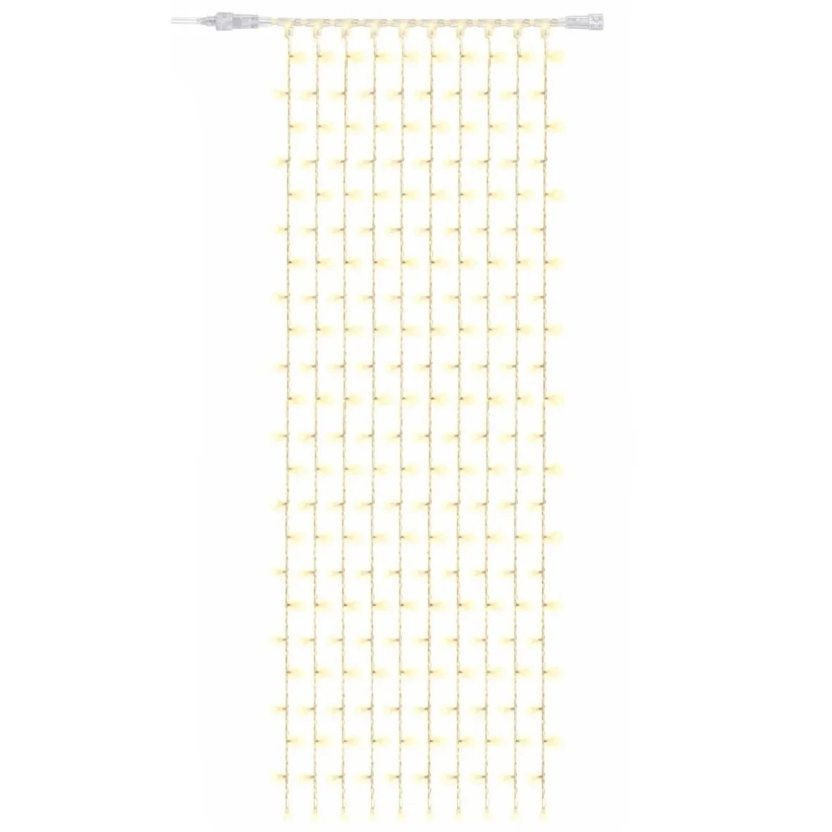 Easy Fix LED světelný závěs interiér, 100 × 300 cm, teple bílá, 300 diod, 10 pramenů, čirý kabel, IP20, prodlužovací