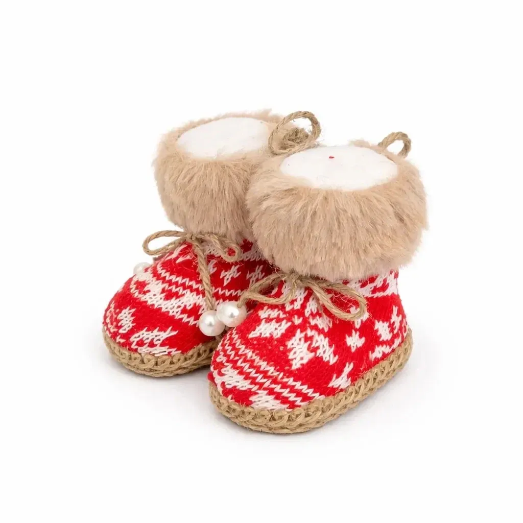 Vánoční ozdoba na stromeček sněhule, 10 × 8,5 × 8 cm, textil, interiér, k zavěšení, červená