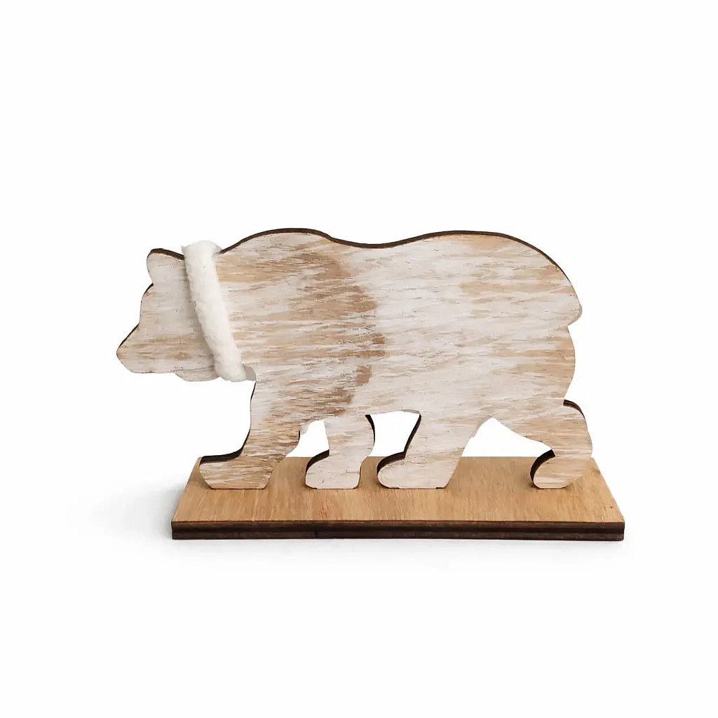 Dřevěná dekorace na stůl medvěd 15,2 × 4 × 9 cm, stojící