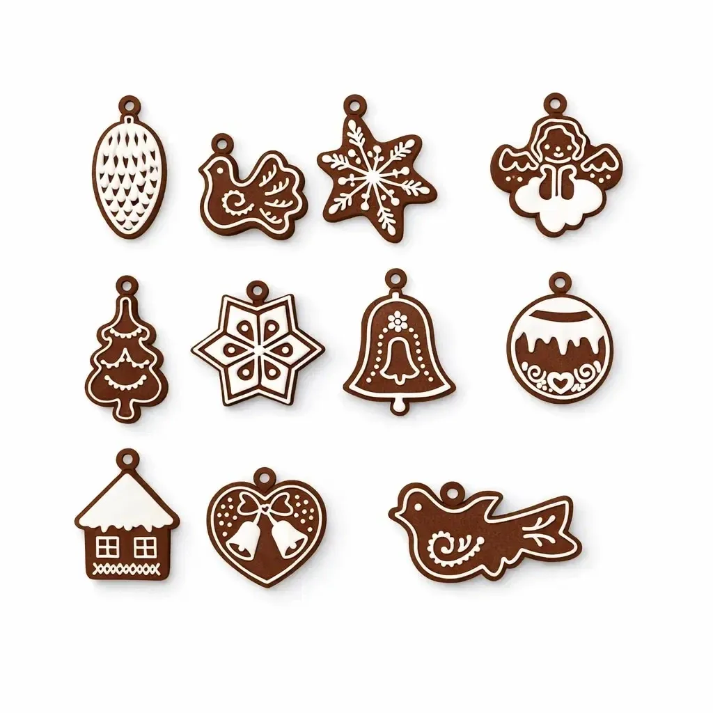 Sada drobných vánočních ozdob, 3 × 4 cm, plast, balení 11 ks