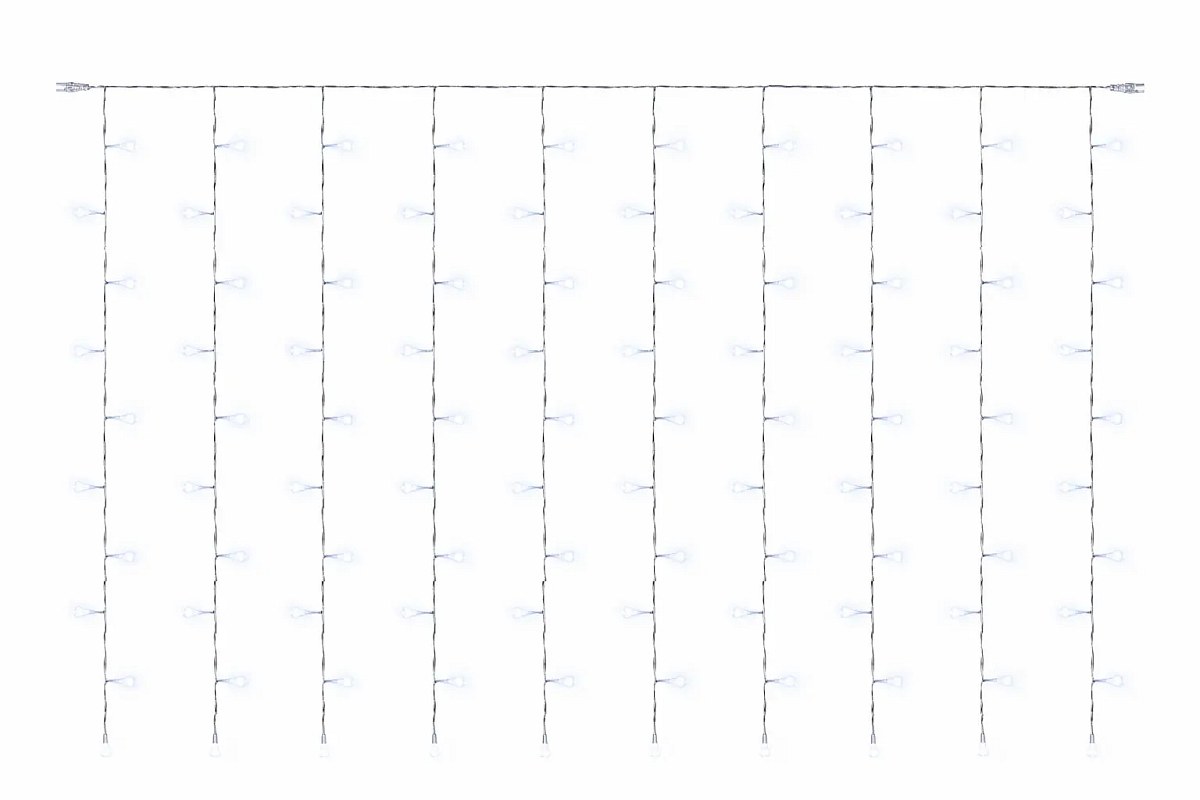 Hobby Line LED světelný závěs do okna, 200 × 100 cm, ledově bílá, 100 diod, čirý kabel, IP20 do interiéru, prodlužovací