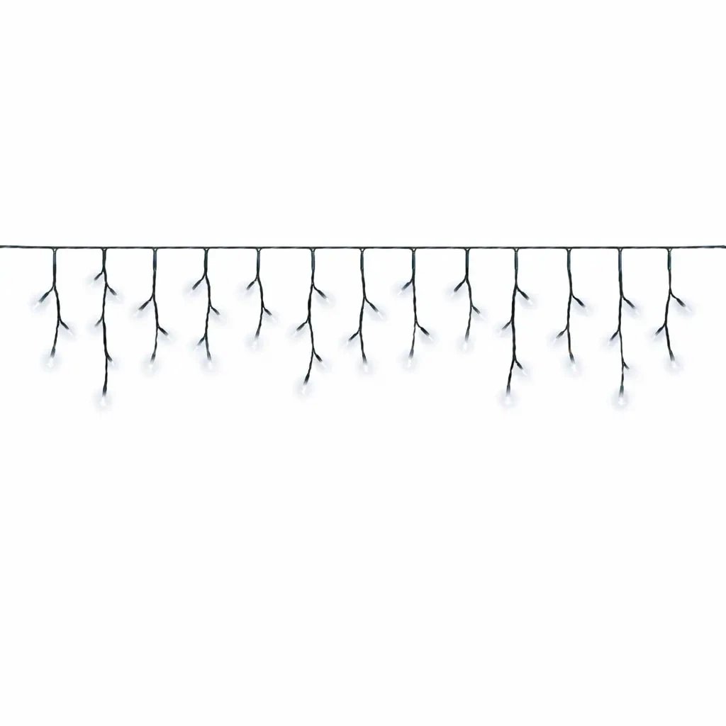Hobby Line venkovní LED rampouchy, světelné, 200 × 50 cm, ledově bílá, 40 diod, tmavě zelený kabel, IP44, prodlužovací