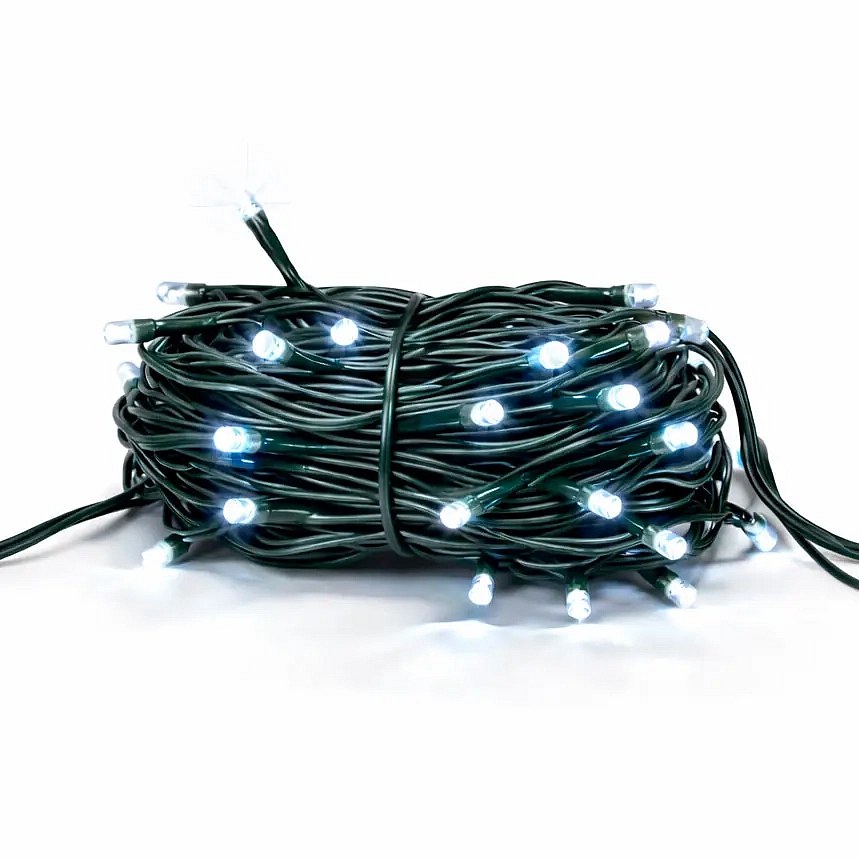 Hobby Line LED světelný řetěz, venkovní, 4 m, ledově bílá, 32 diod, tmavě zelený kabel, IP44, prodlužovací