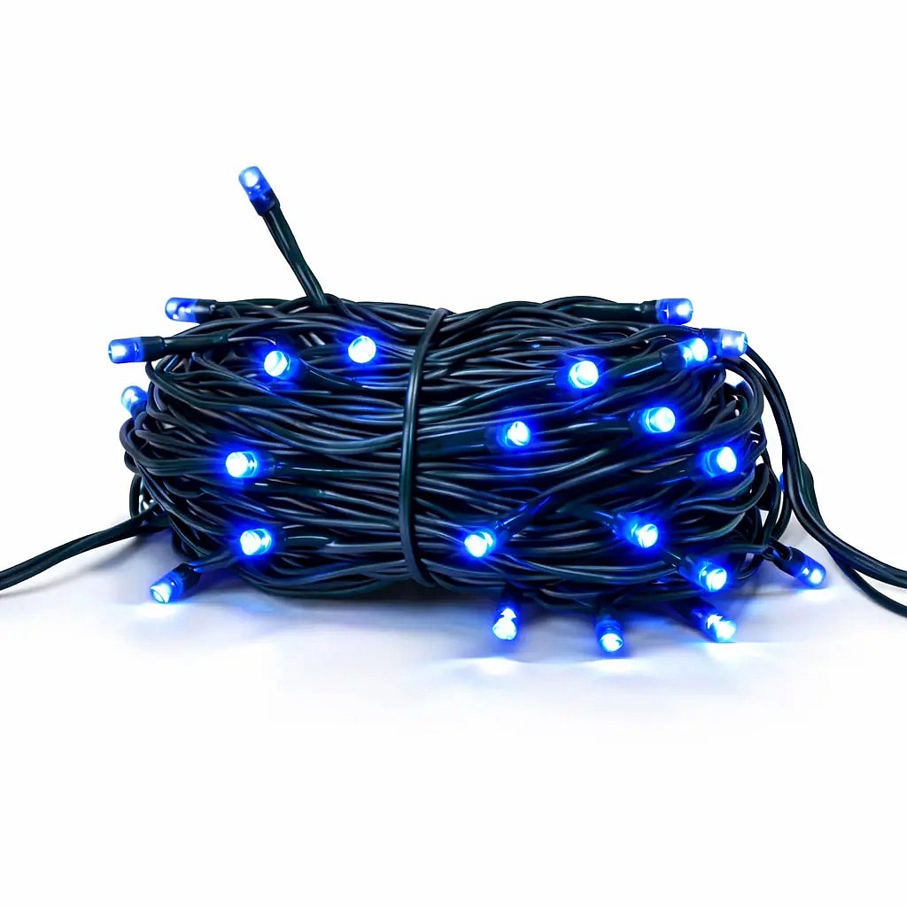 Hobby Line LED světelný řetěz venkovní 4 m modrý, 32 diod, tmavě zelený kabel IP44, prodlužovací