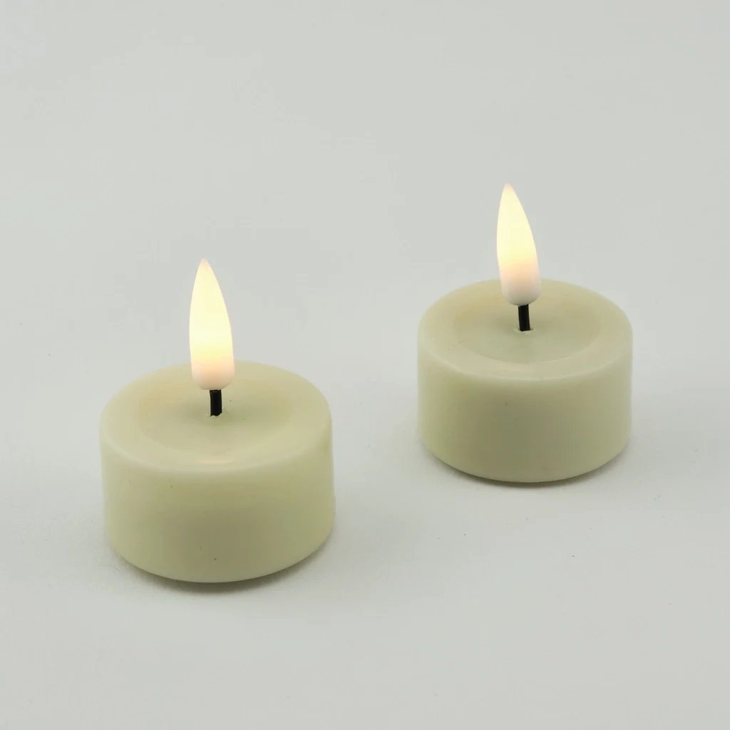_Staženo LED svíčka z pravého vosku 4,1 x 5 cm, mandlová, set 2 ks