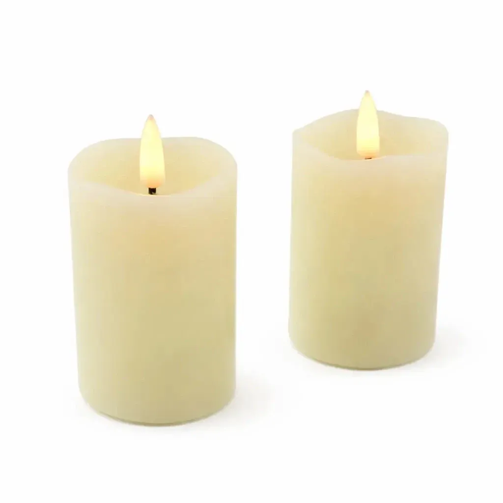 LED svíčky z pravého vosku na baterie, ø 5 × 7 cm, mandlová, sada 2 ks, CR2450