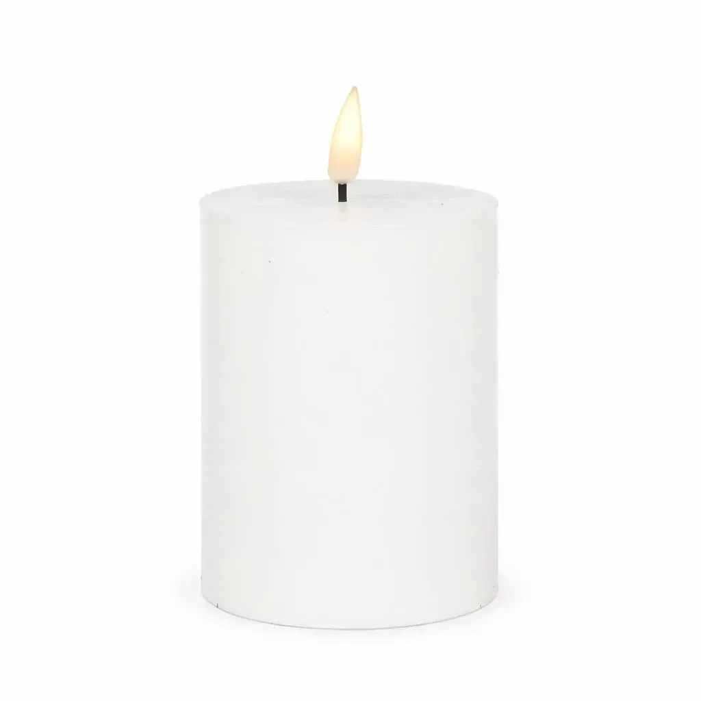 LED svíčka z pravého vosku na baterie, Ø 7,5 × 10 cm, bílá, 2× AA