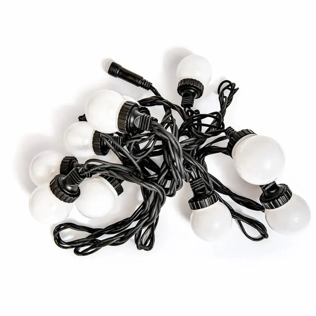 Easy Fix LED party osvětlení, 5 m, venkovní, 10 kouliček, 70 ledově bílých diod, černý kabel, IP67, prodlužovací
