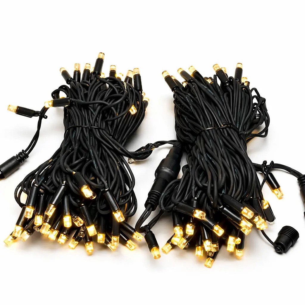 Easy Fix LED světelný řetěz 20 m venkovní, teple bílá, 120 diod, černý kabel IP67, 2× 10 m, prodlužovací